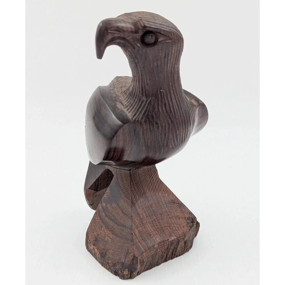 Vintage Hand Carved Ironwood Eagle Sculpture 6” Bird of Prey Falcon - Picture 2 of 8